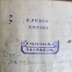 Notebook - 'Miss R. Fisher Pattern Book', for Knitting Machine, Flat-bed, 'Preciosa', Wertheim, 1910