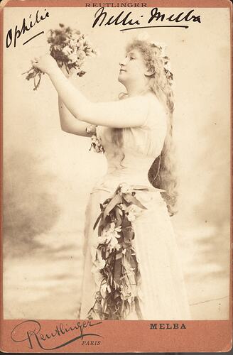 Cabinet Card - Dame Nellie Melba as Ophelia in Hamlet, circa 1890