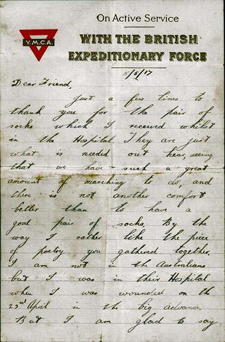 Handwritten letter page 1.