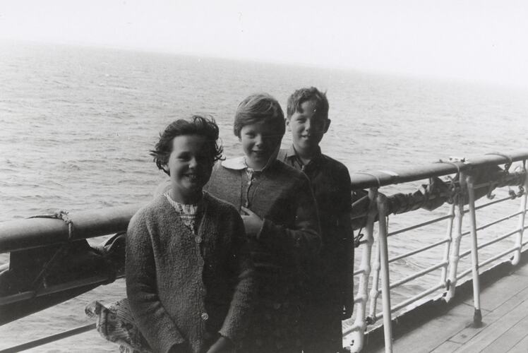 Sandra, Jennifer and David Ward, TSS 'Stratheden', November 1961