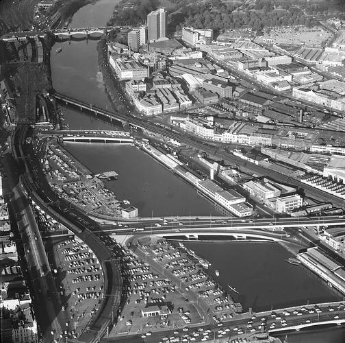 Negative - Aerial View of the Yarra River, Melbourne, circa 1955-1960