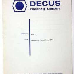 Program Library - DECUS, No.8-162, 1960s