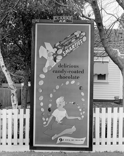 Rowntree's & Co Confectionery, Smarties Advertising Sign, Victoria, 05 May 1959