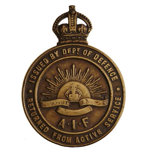 WWI Badge - Returned from Active Service, Australia, 1914-1919