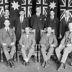 Male Group Portrait with Flags, circa 1930s