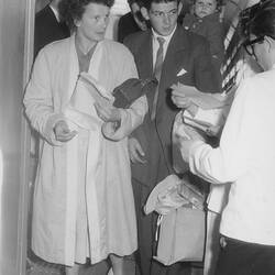 Digital Photograph - Sylvia & Harry Forbes Showing Their Papers Onboard Fair Sky, Sitmar Line, Southampton Dock, England,  8 Jul 1961