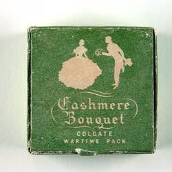 Green box with silhouette of man and woman.