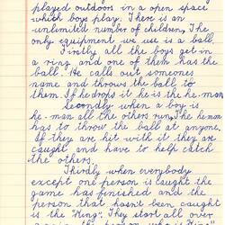Document - Neil Wray, to Dorothy Howard, Description of Chasing Game 'King', 25 Mar 1955