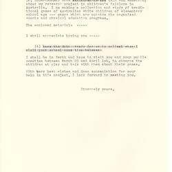 Letter - Dorothy Howard, to Participating Classroom Teacher, Draft Letter Requesting Assistance with Research Project, 1954-1955