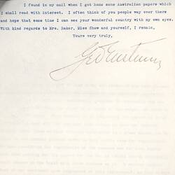 Letter - George Eastman to Thomas Baker, 06 Sep 1911