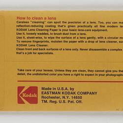 Lens Cleaning Paper - Eastman Kodak Company, 50 sheets, circa 1980 - 2005 (back)