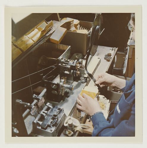 Slide 267, 'Extra Prints of Coburg Lecture', Splicing 16mm Film for Processing, Building 20, Kodak Factory, Coburg, circa 1960s