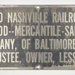 Locomotive Information Plate - Louisville and Nashville Railroad Equipment Trust, 1950s