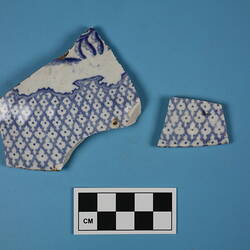 Lid - Ceramic, Whiteware, Transfer Printed, Blue, Scenic Pattern, post circa 1805