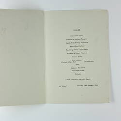 Menu - Dinner, R.M.S. Orion, 14 Jan 1956