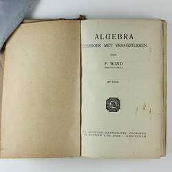 Text Book - Algebra, Netherlands, 1927