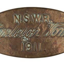 Locomotive Builders Plate - New South Wales Government Railways, Sydney, 1911