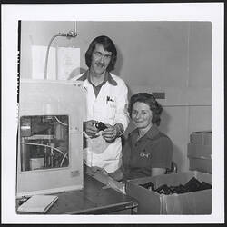 Photograph - Kodak Australasia Pty Ltd, Two Workers from Cameras, Reels & Sundries Department, Kodak Factory, Coburg, circa 1965
