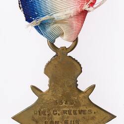 Medal - 1914-1915 Star, Great Britain, Private Charles Reeves, 1918 - Reverse