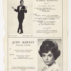 Magazine Advertisement - Warren Kermon and Judy Kerzay, 'Showcast', No.2 Spring, 1963, Page 63