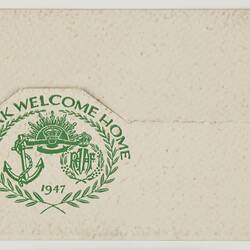 Place Card - Kodak Australasia Pty Ltd, Welcome Home Dinner, Sydney, 04 Jun 1947