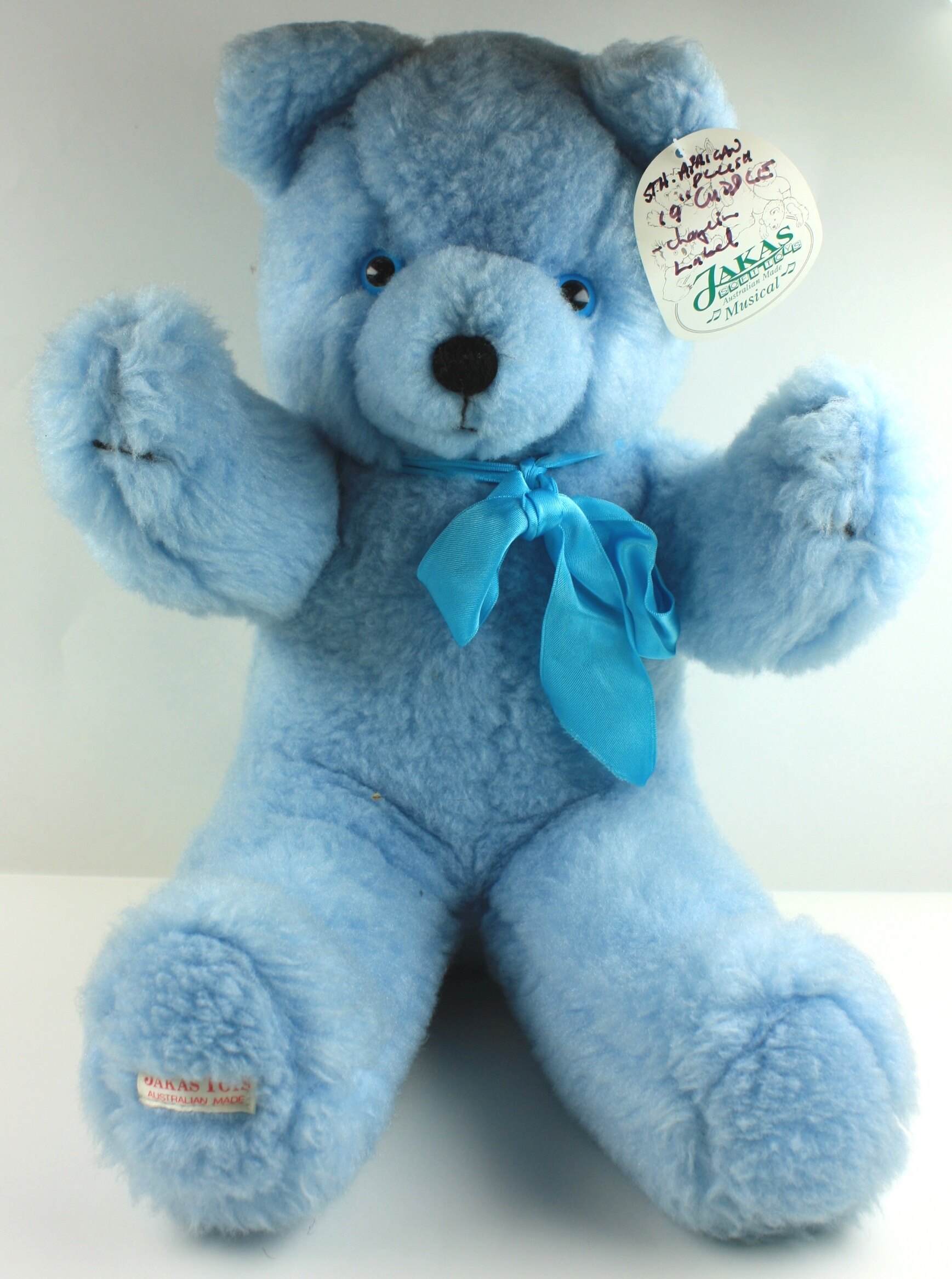 Teddy Bear Jakas Soft Toys Light Blue Cuddle Bear Melbourne 1980s