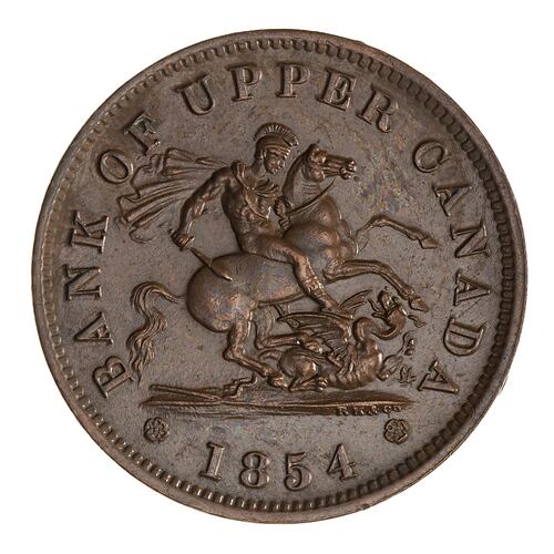 Token - 1 Penny, Bank of Upper Canada, Canada, 1854