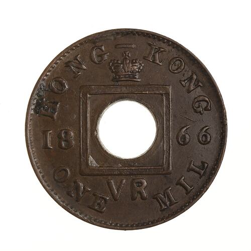 HONG KONG 1866 1 MIL QUEEN VICTORIA 香港 1 Mil - Victoria - Hong Kong – Numista